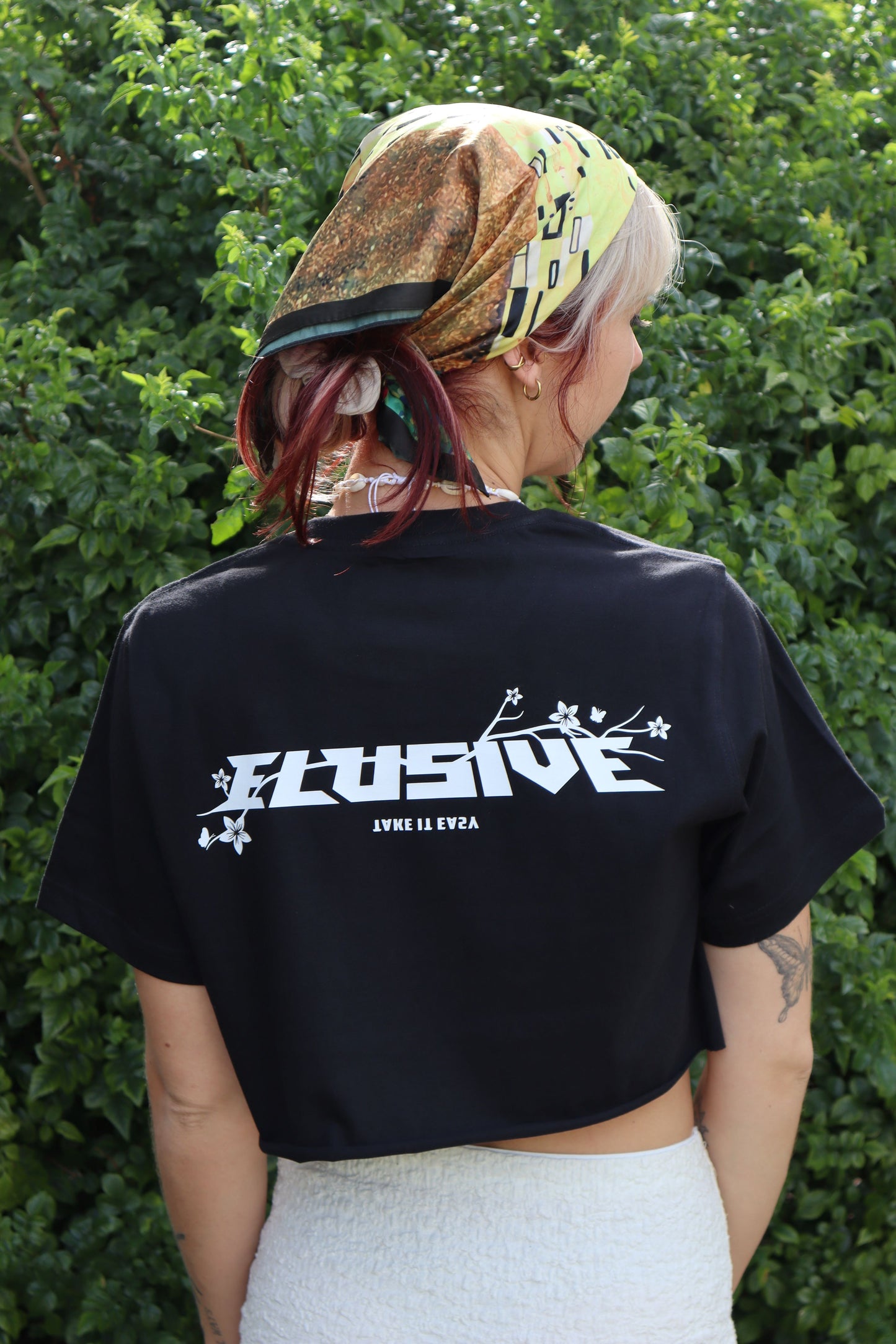 'TAKE IT EASY' Cropped Black Tee