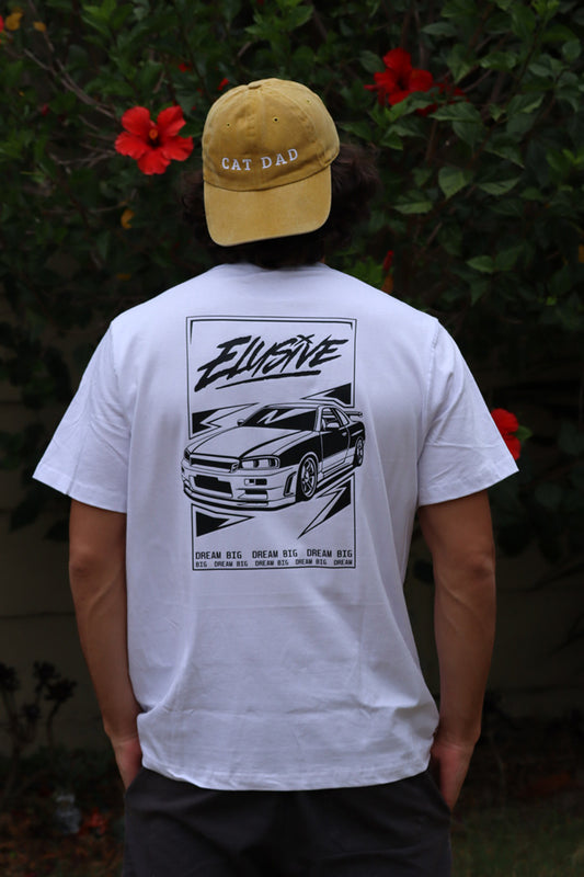 'DREAM BIG' R34 GTR Premium White Tee