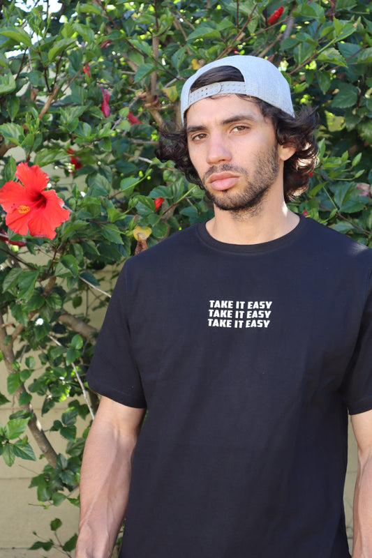 'TAKE IT EASY' Premium Black Tee