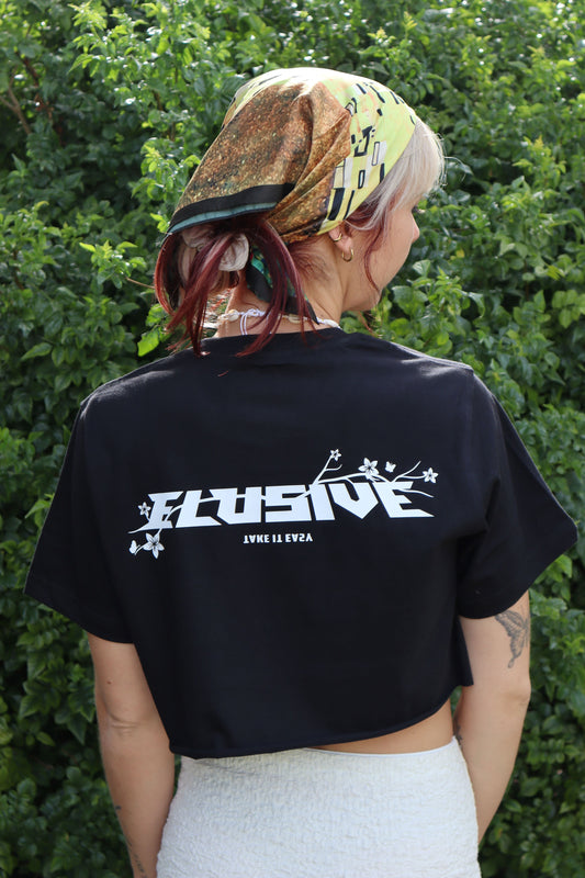 'TAKE IT EASY' Cropped Black Tee