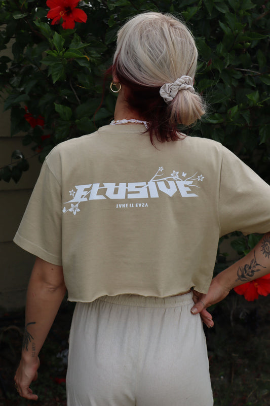 'TAKE IT EASY' Cropped Beige Tee